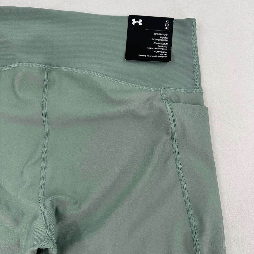 Under Armour Womens XL Tech HiRise Compression Leggings Sage Green Yoga NWT - Picture 6 of 9